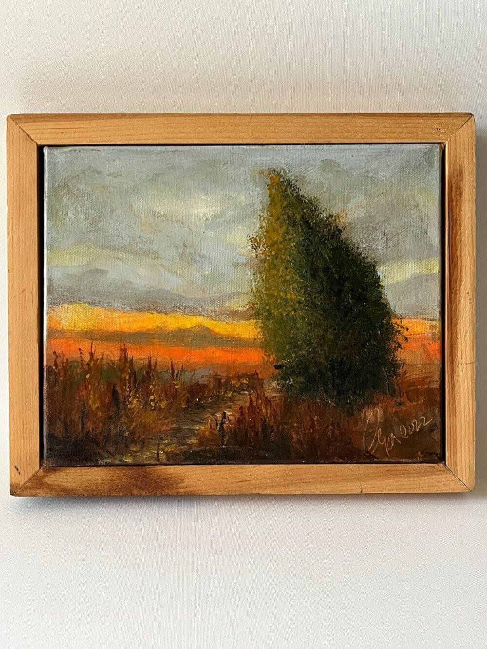 Original Sjon de Groot Signed Oil Painting Landscape Sunset Framed 11.5"
